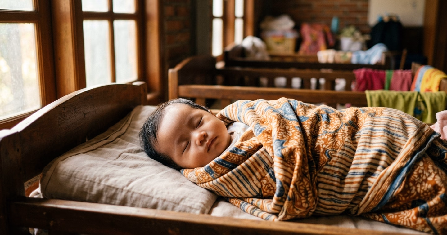 Bayi mungil beristirahat dengan damai di panti asuhan